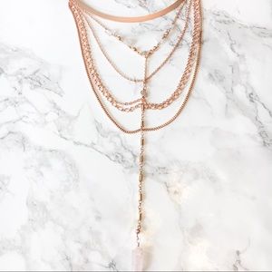 2 FOR $15!!! NWOT Rose Gold-Tone Quartz Necklace